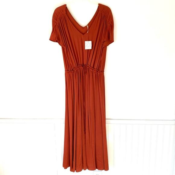 Free People Love and Feeling Midi Dress Metallic Bronze NWTs large Rust - Picture 2 of 10